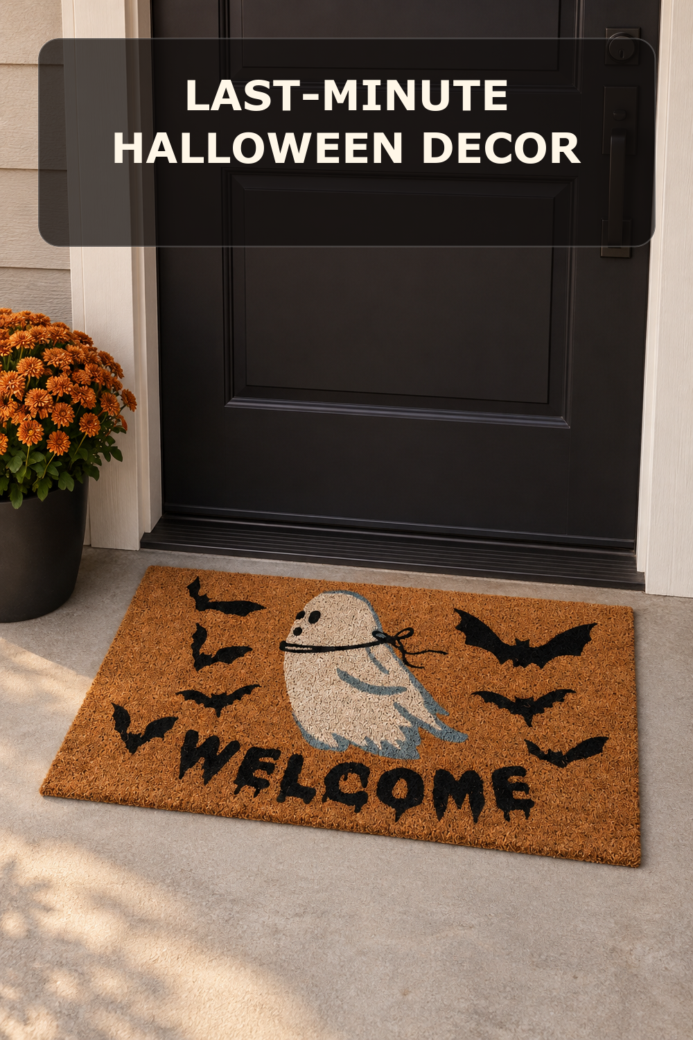 Ghost and bats welcome doormat; styling inspiration