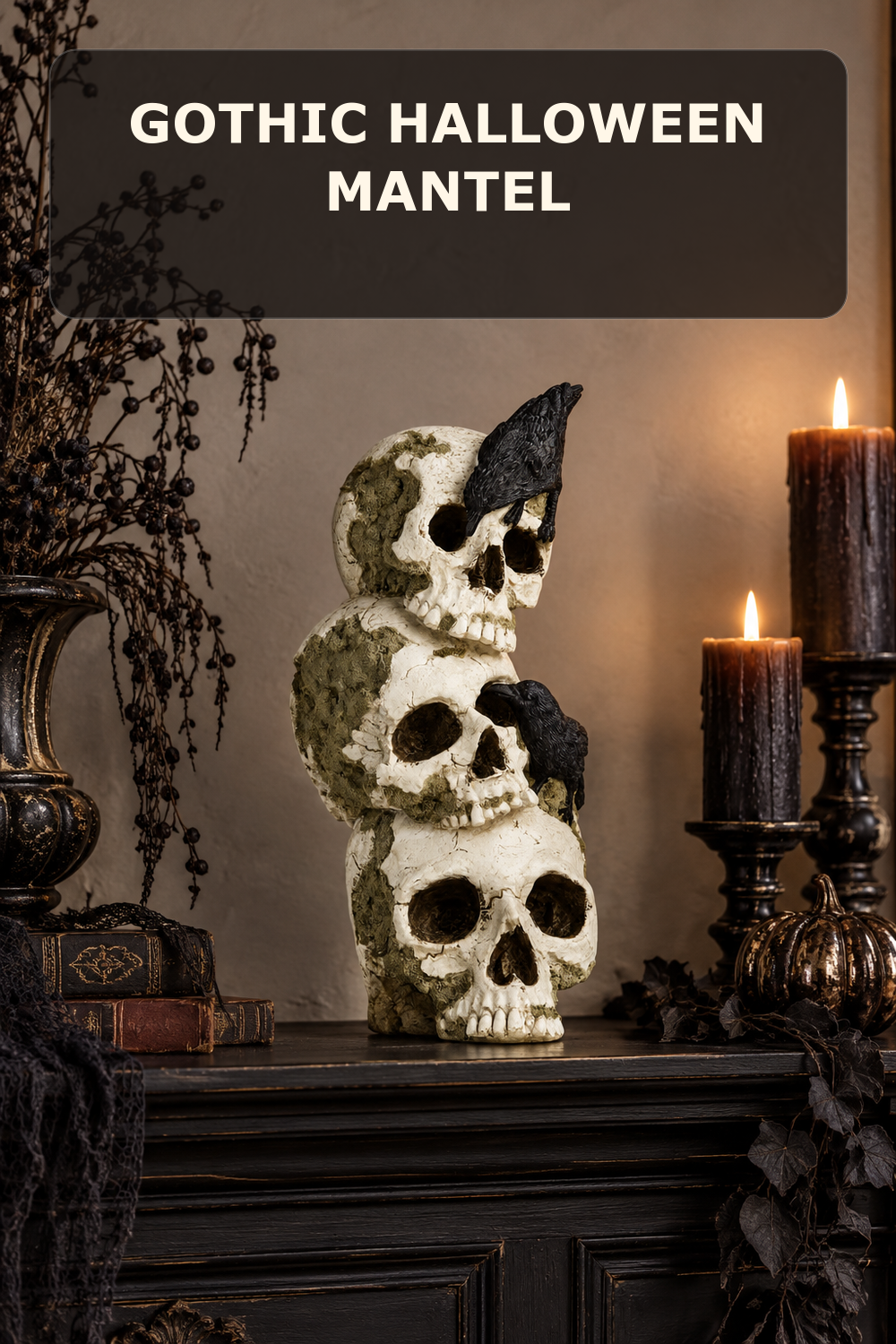 Skull stack with crows; styling inspiration