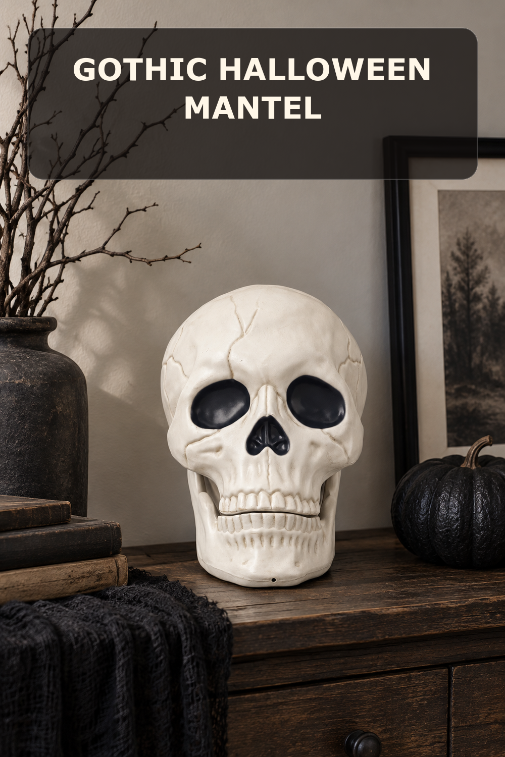Oversized skull prop; styling inspiration