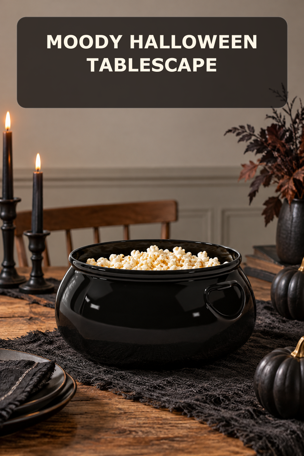 Large Halloween cauldron bowl; styling inspiration