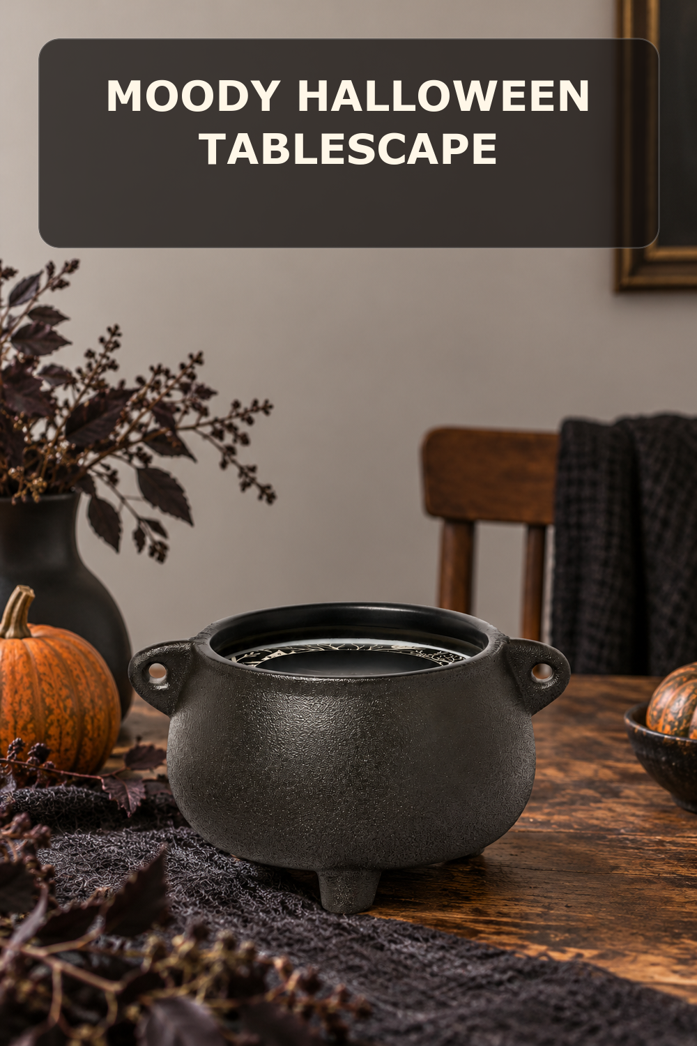 Cauldron Halloween candle; styling inspiration