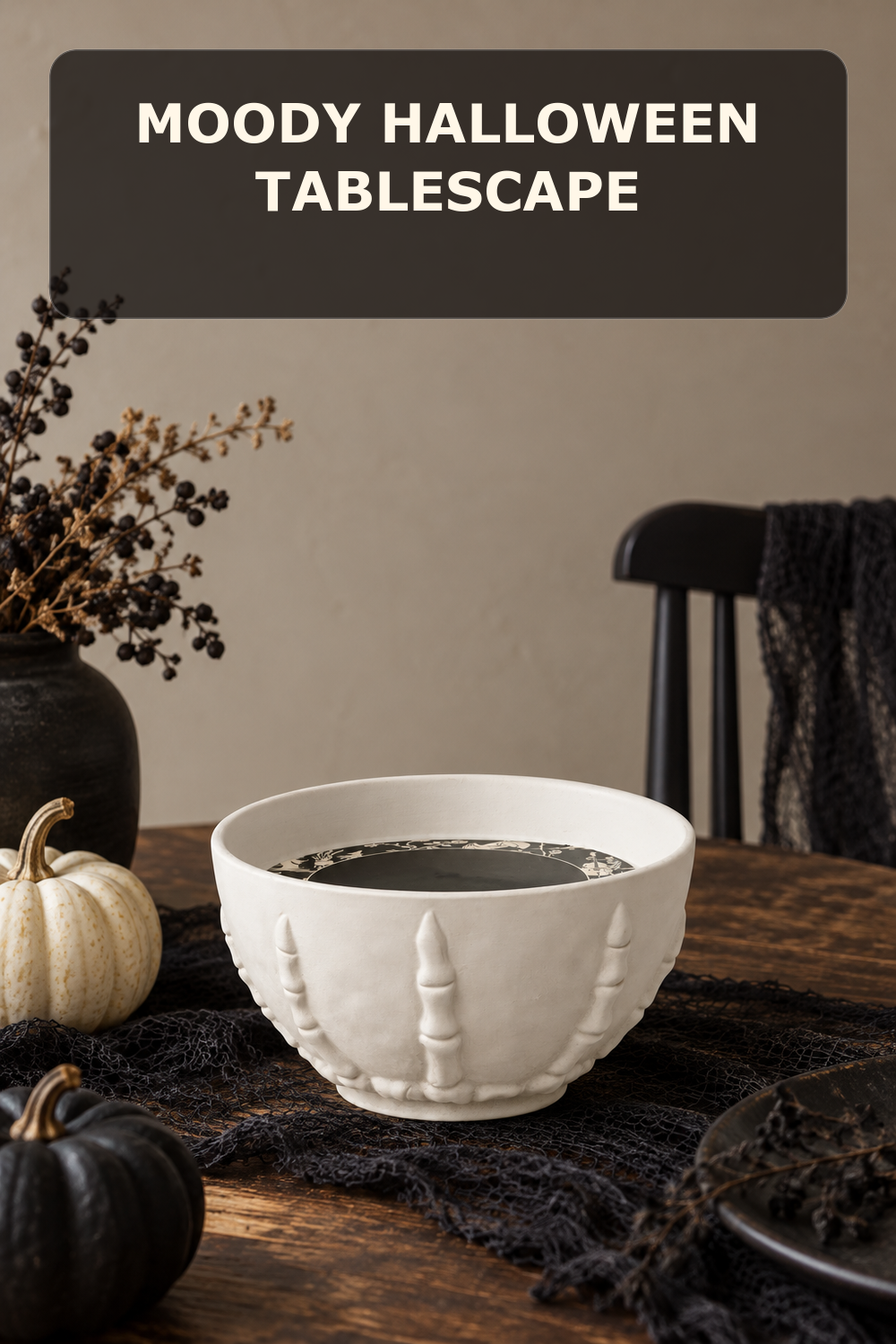 Skeleton hand Halloween candle; styling inspiration