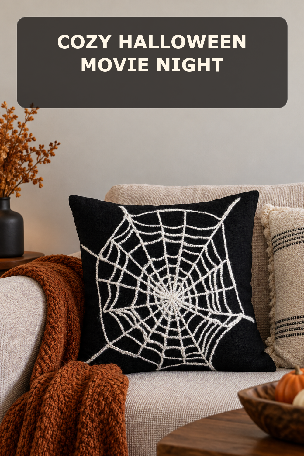 Spider web pillow; styling inspiration