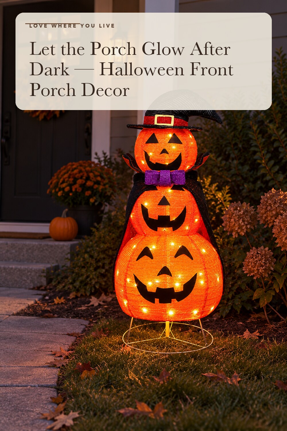 Lulu Home 3.5FT Light Up Halloween Decoration, Collapsible Stacked Pumpkins; styling inspiration