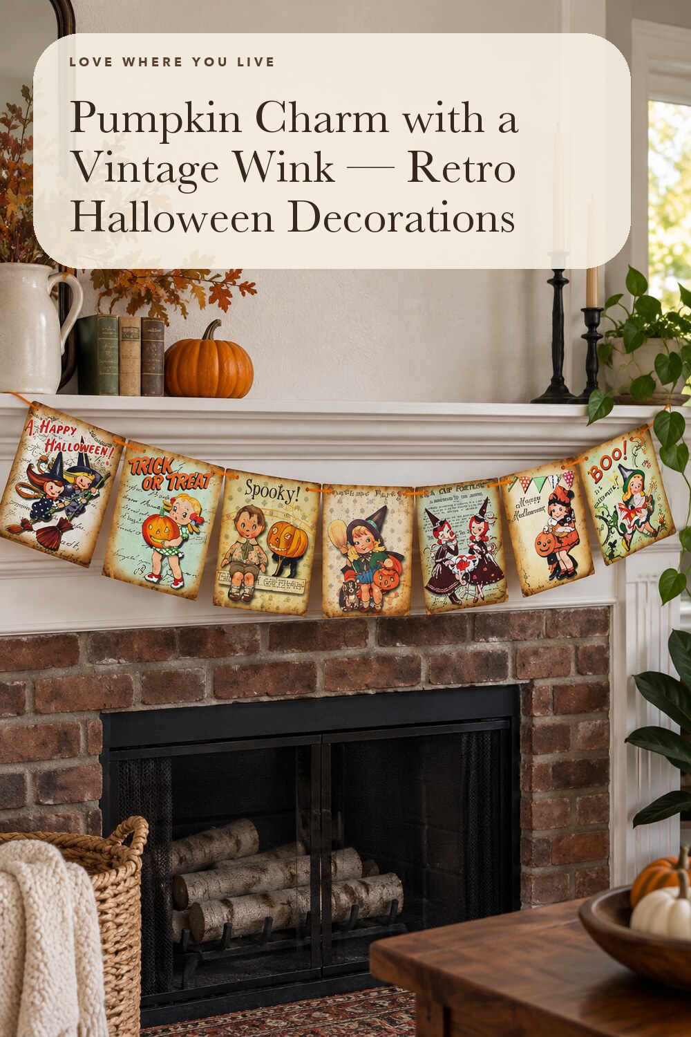 Vintage Halloween Hanging Banner, Retro Halloween Home Garland Decor; styling inspiration