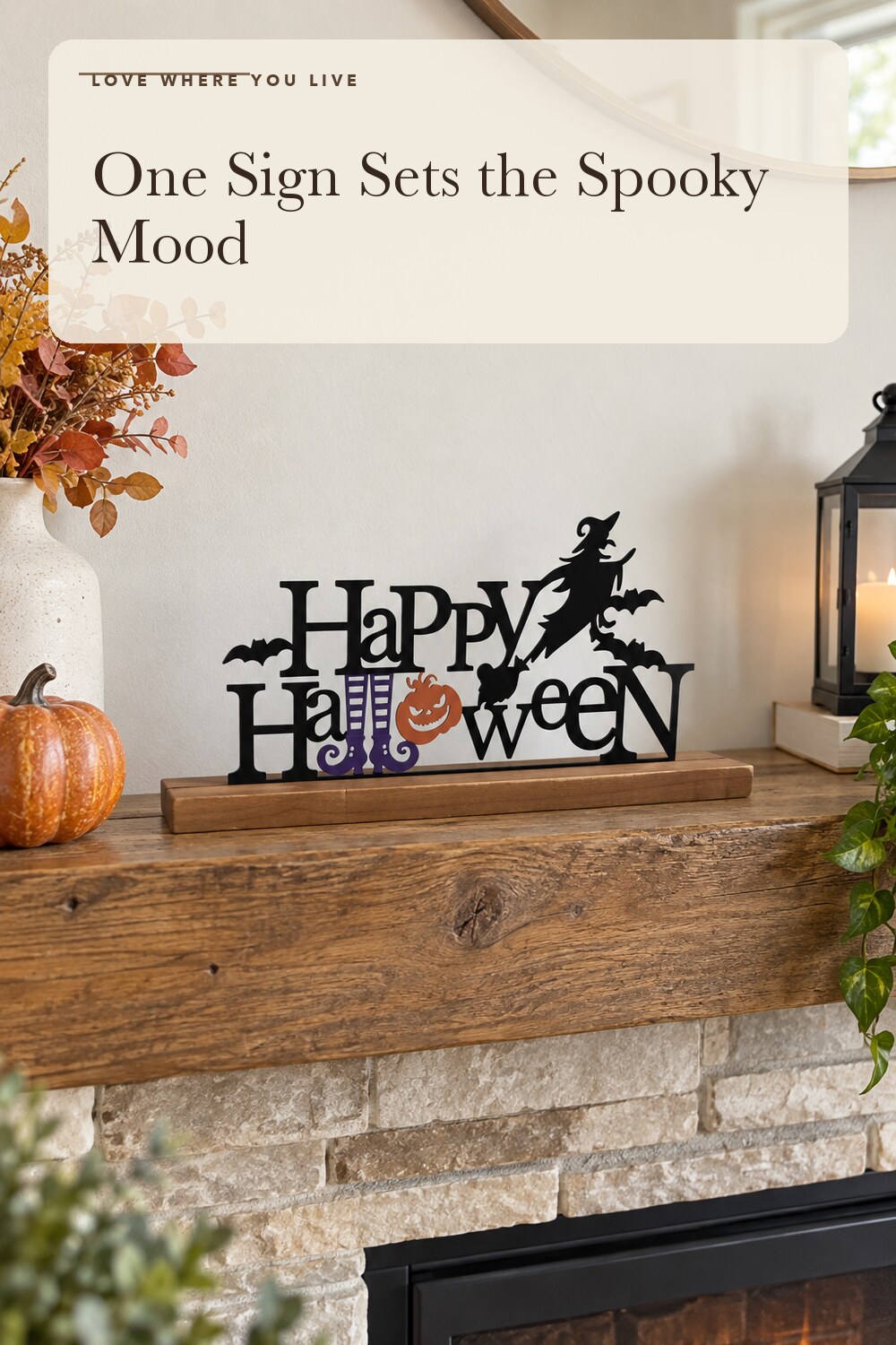 flangairy Metal Happy Halloween Sign, Table Centerpieces Mantel Home Decor; styling inspiration