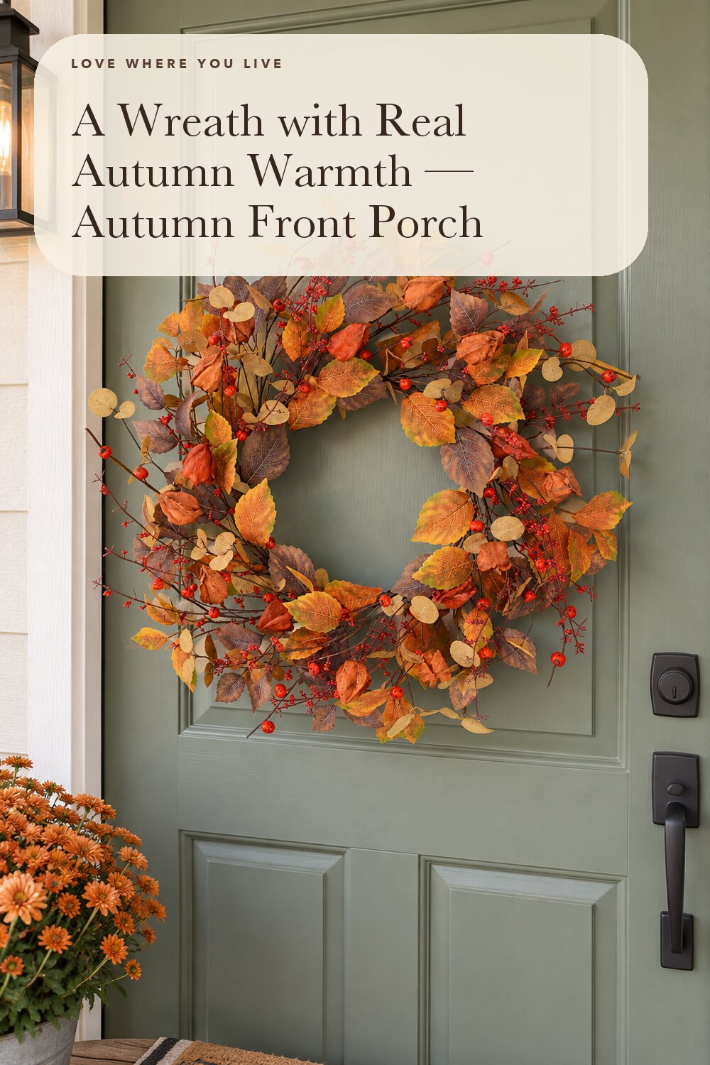 YNYLCHMX 20" Fall Wreath for Front Door, Eucalyptus and Berry Decor; styling inspiration