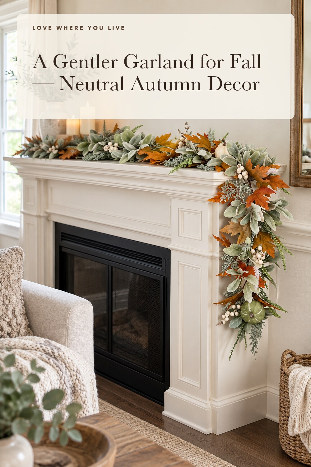 Fall Garland for Mantle, Thanksgiving Autumn Neutral Garlands Decoration; styling inspiration
