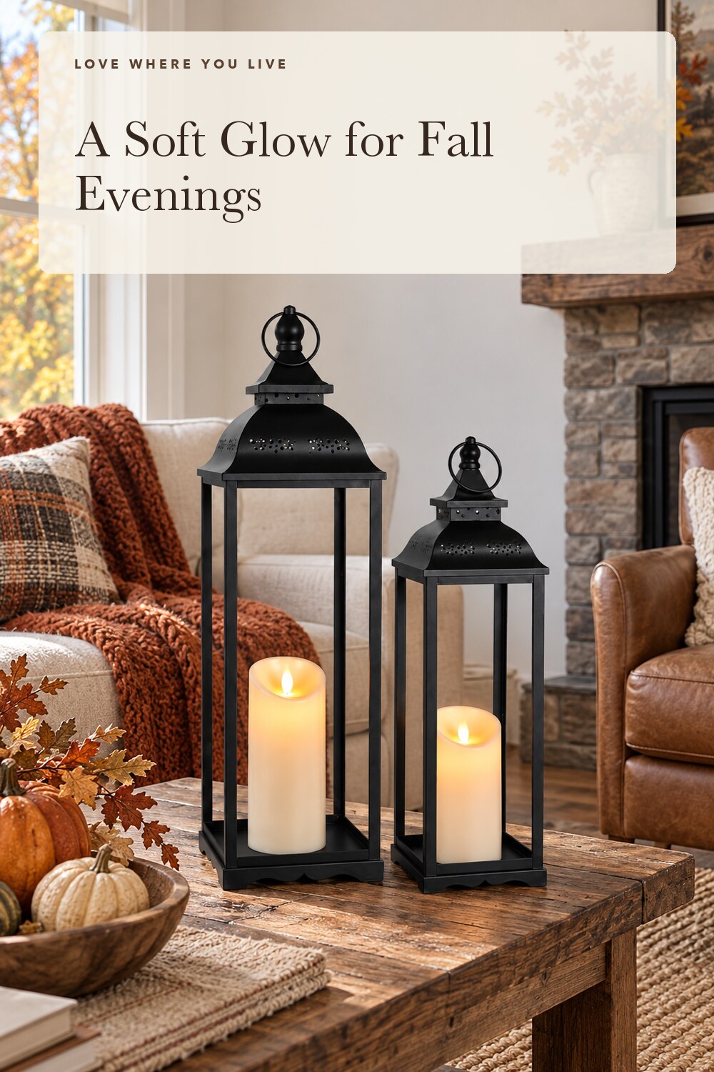 Large Decorative Candle Lanterns, 2Pcs Floor Lanterns for Indoor Outdoor; styling inspiration