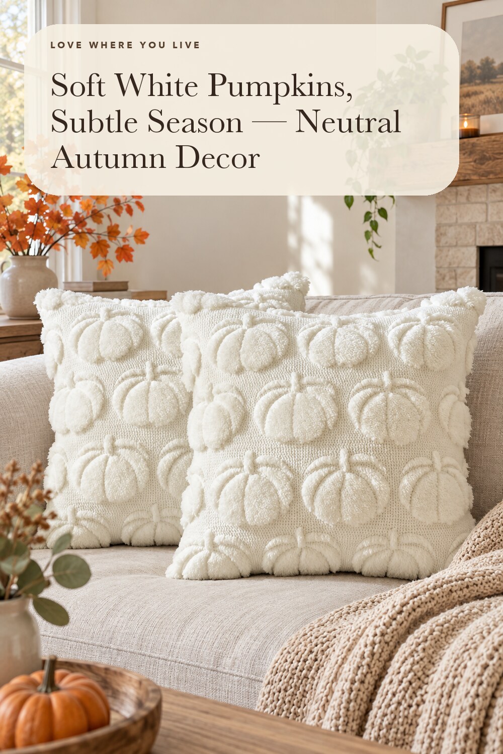 MIULEE Fall Pillow Covers Pumpkin Fall Decor 18x18 Cream White; styling inspiration