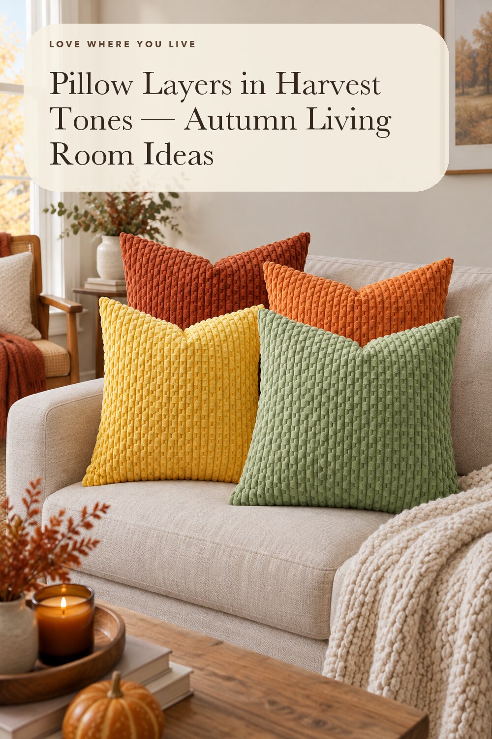 MIULEE Fall Burnt Orange Decorative Throw Pillow Covers 18x18 Set of 4; styling inspiration