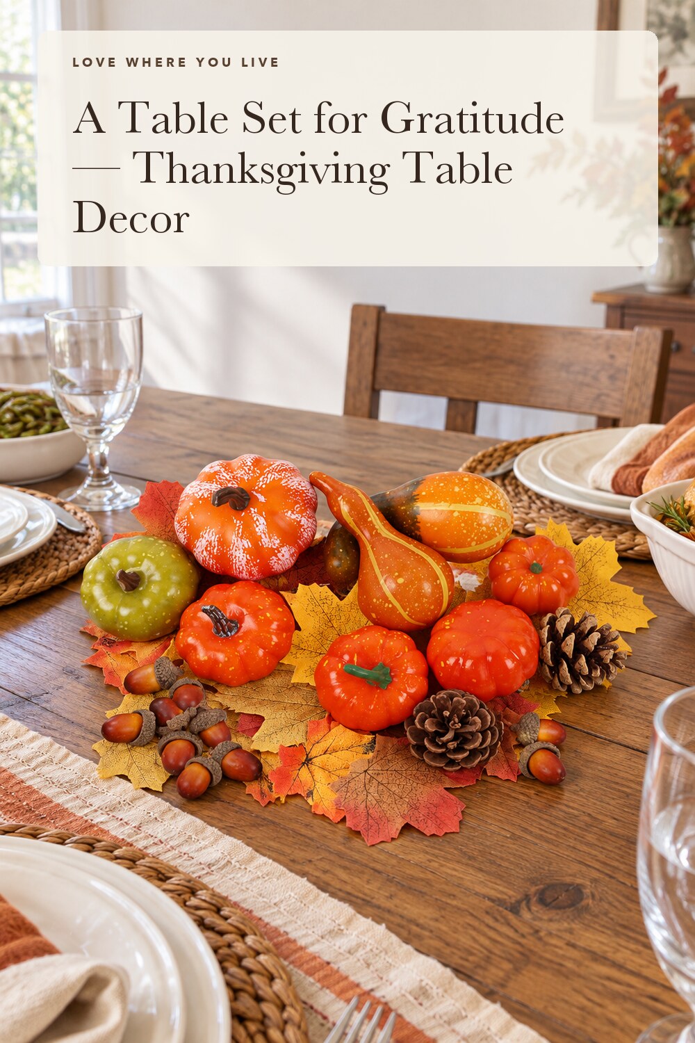 winemana Fall Decorations for Home Mini Pumpkins Gourds & Leaves Set; styling inspiration
