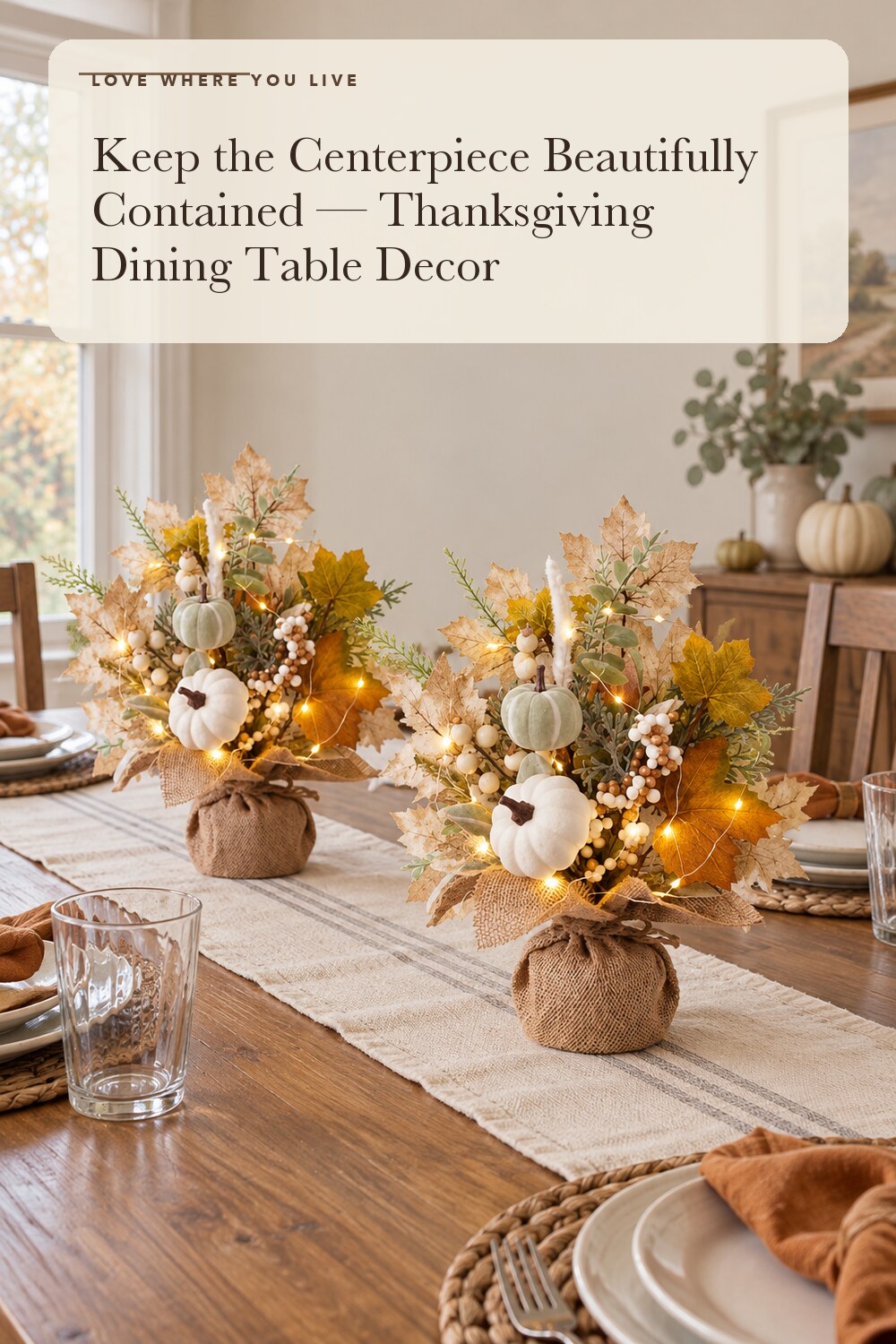 KIVIVO Fall Thanksgiving Table Decorations, Centerpieces for Tables, 2 Pack; styling inspiration