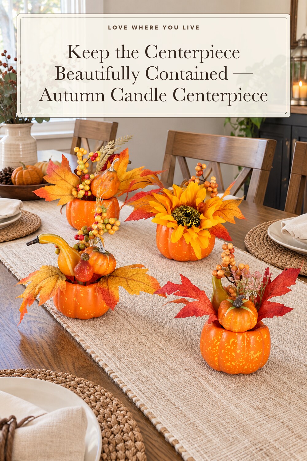 BigOtters 4 PCS Faux Pumpkins Decor, Fall Table Centerpieces for Home; styling inspiration