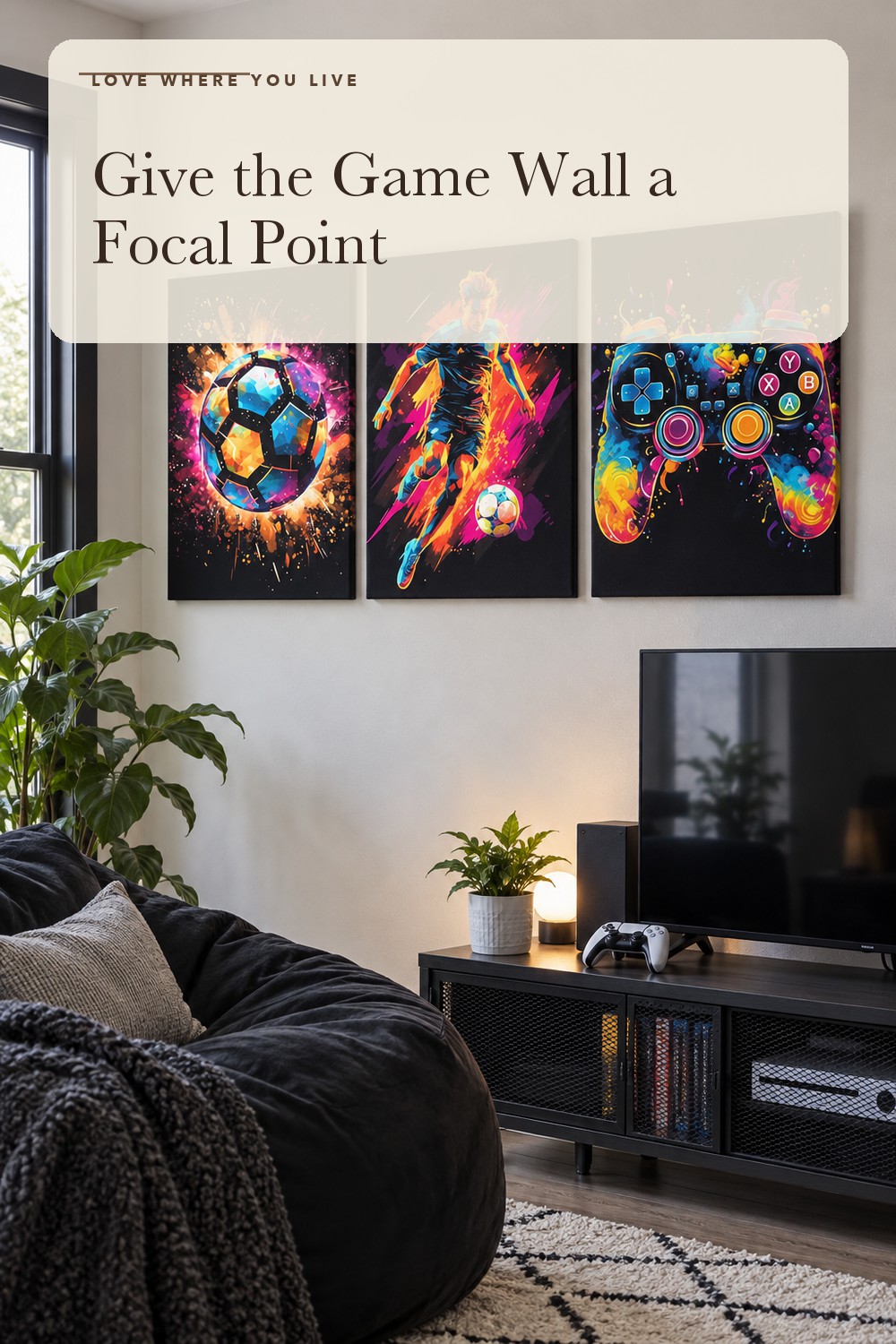 BGFCE Canvas Wall Art Poster Decor, Paintings Art Game Controller Color Splash Ink Canvas Painting, Posters for Room Aesthetic, Soccer Wall Art for Boys Room Decor 12x16 - Unframed Set of 3; styling inspiration