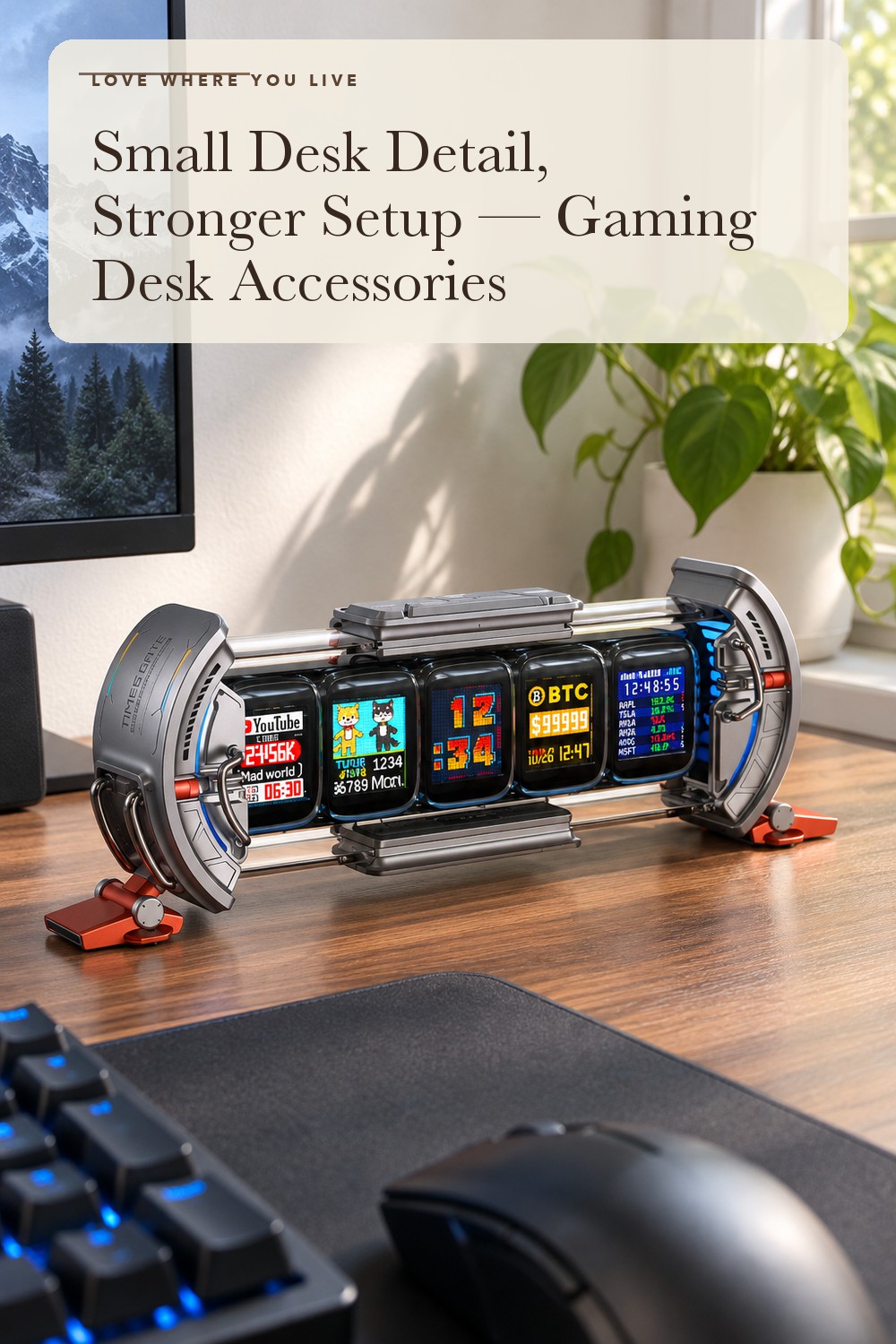 Divoom Times Gate Cyberpunk Gaming Setup Digital Alarm Clock, Gamer Gifts; styling inspiration