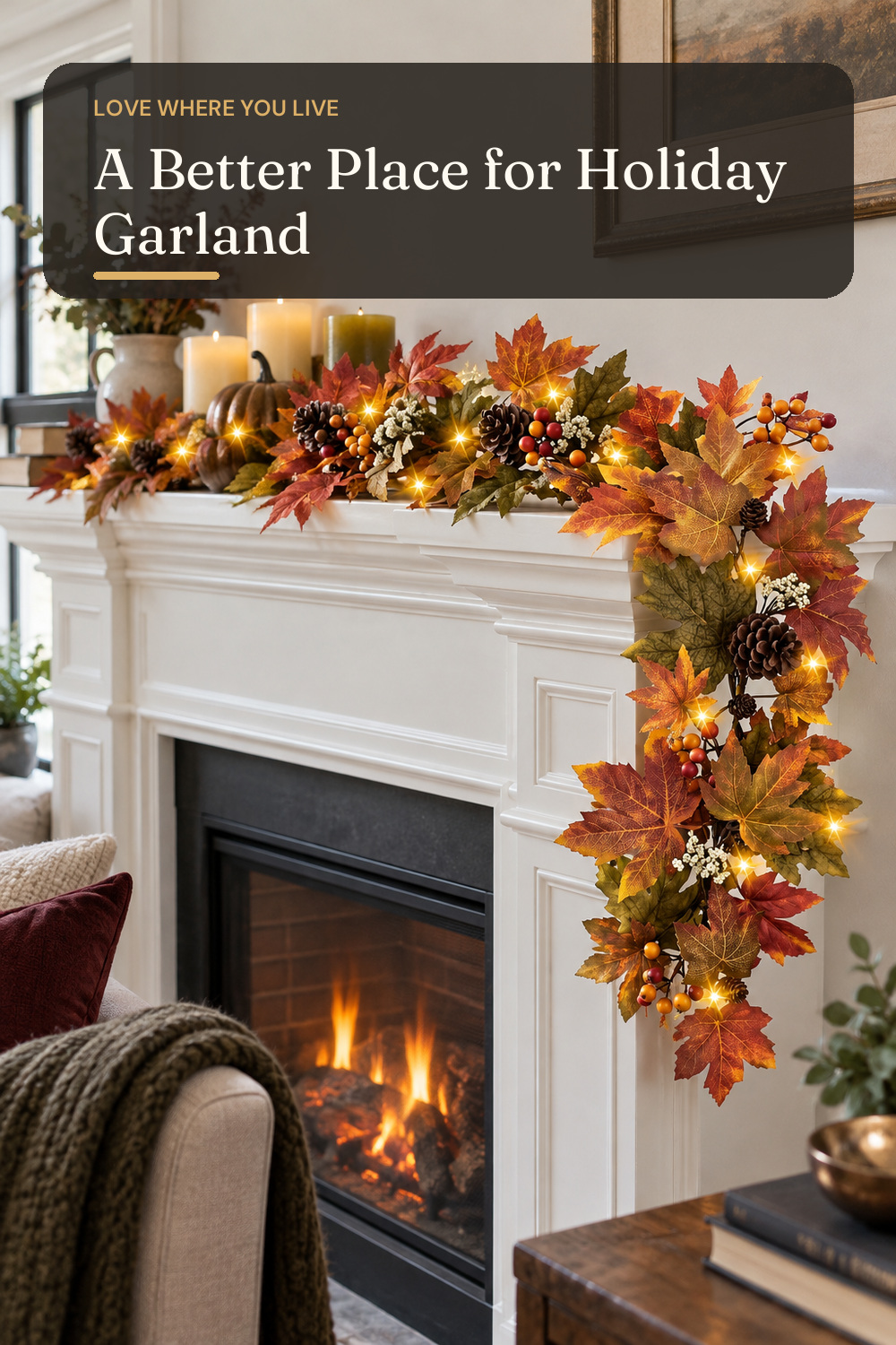 Artgar Fall Maple Leaf Garland, 6 Ft Fall Decor Garland with 30 Warm Lights; styling inspiration