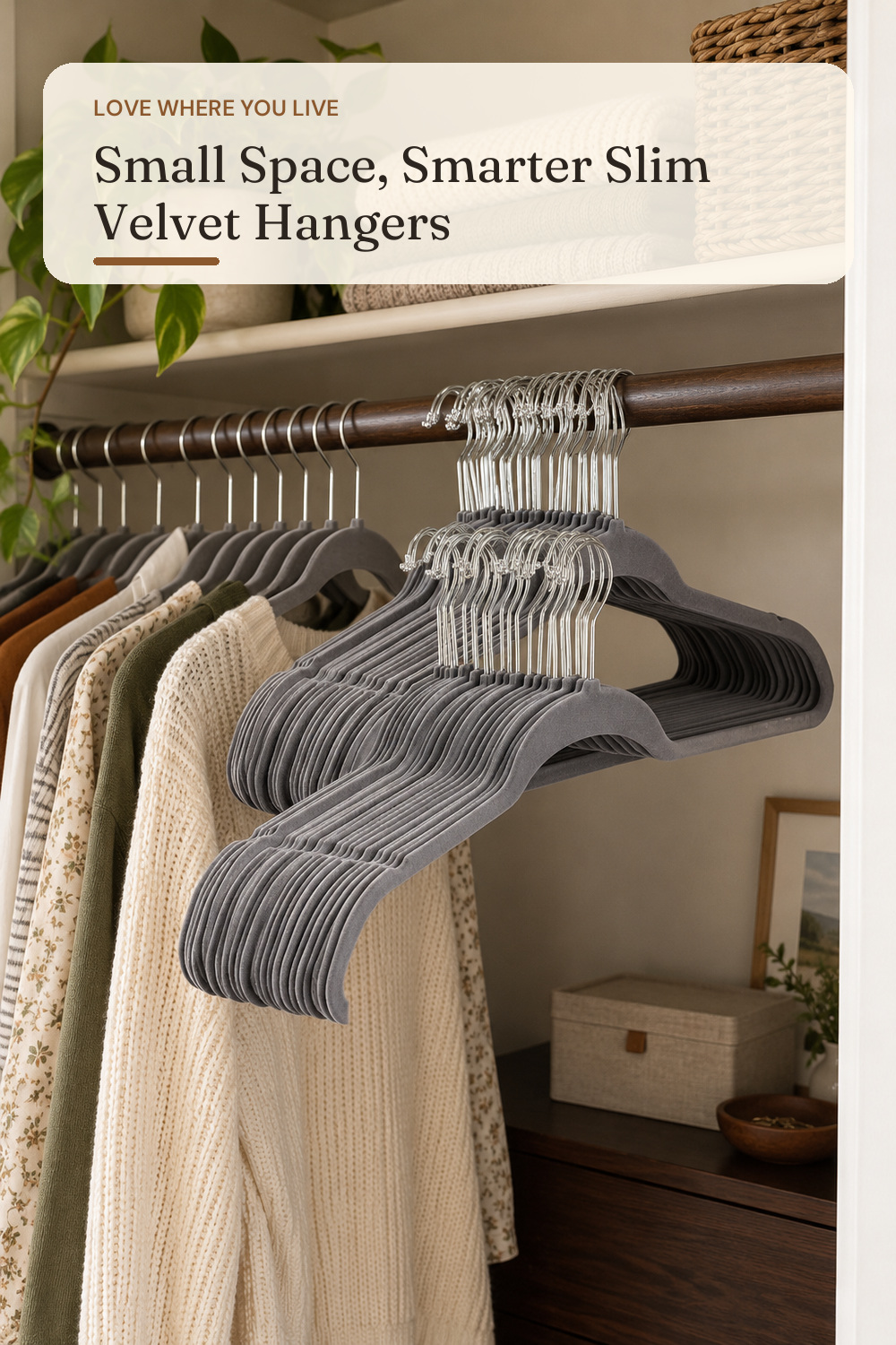 Yaheetech Velvet Hangers 100 Pack, Non-Slip Slim Clothes Hangers, Gray; styling inspiration