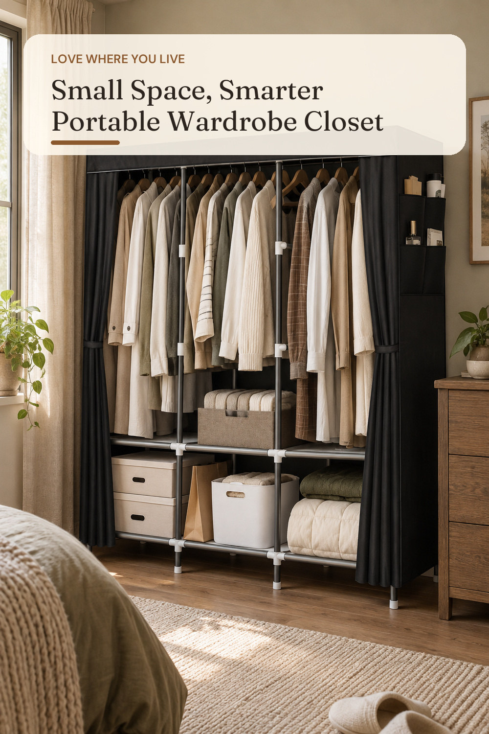 LOKEME Wardrobe Closet,Steel Pipe Diameter 19mm,Portable Closet for Bedroom; styling inspiration