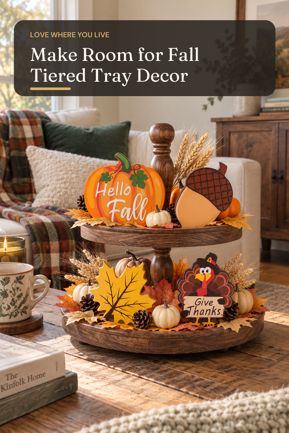 Bucherry 4 Pieces Fall Thanksgiving Tiered Tray Decor Autumn Pumpkin Signs; styling inspiration