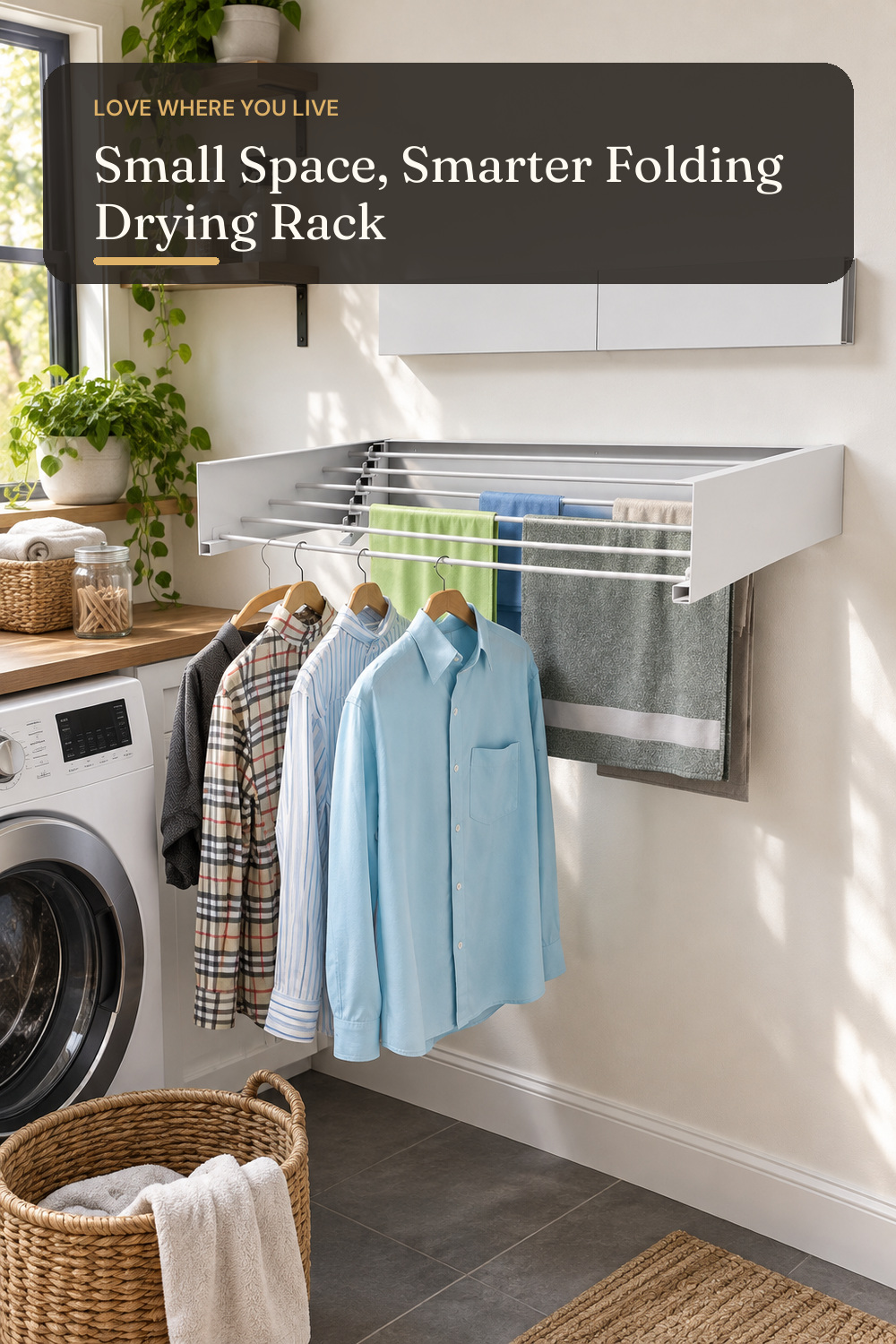 ZMBESUP Wall Mounted Drying Rack, 31.5-Inch Foldable Laundry Rack; styling inspiration