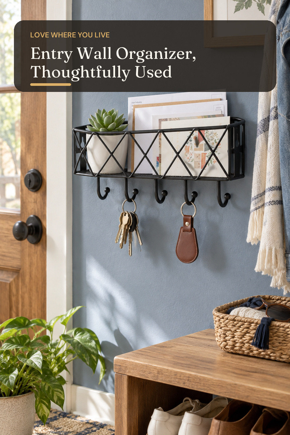HappyHapi Key Holder Wall Mount, Metal Key Rack, 9.8”Lx2.1”Wx4.1”H; styling inspiration