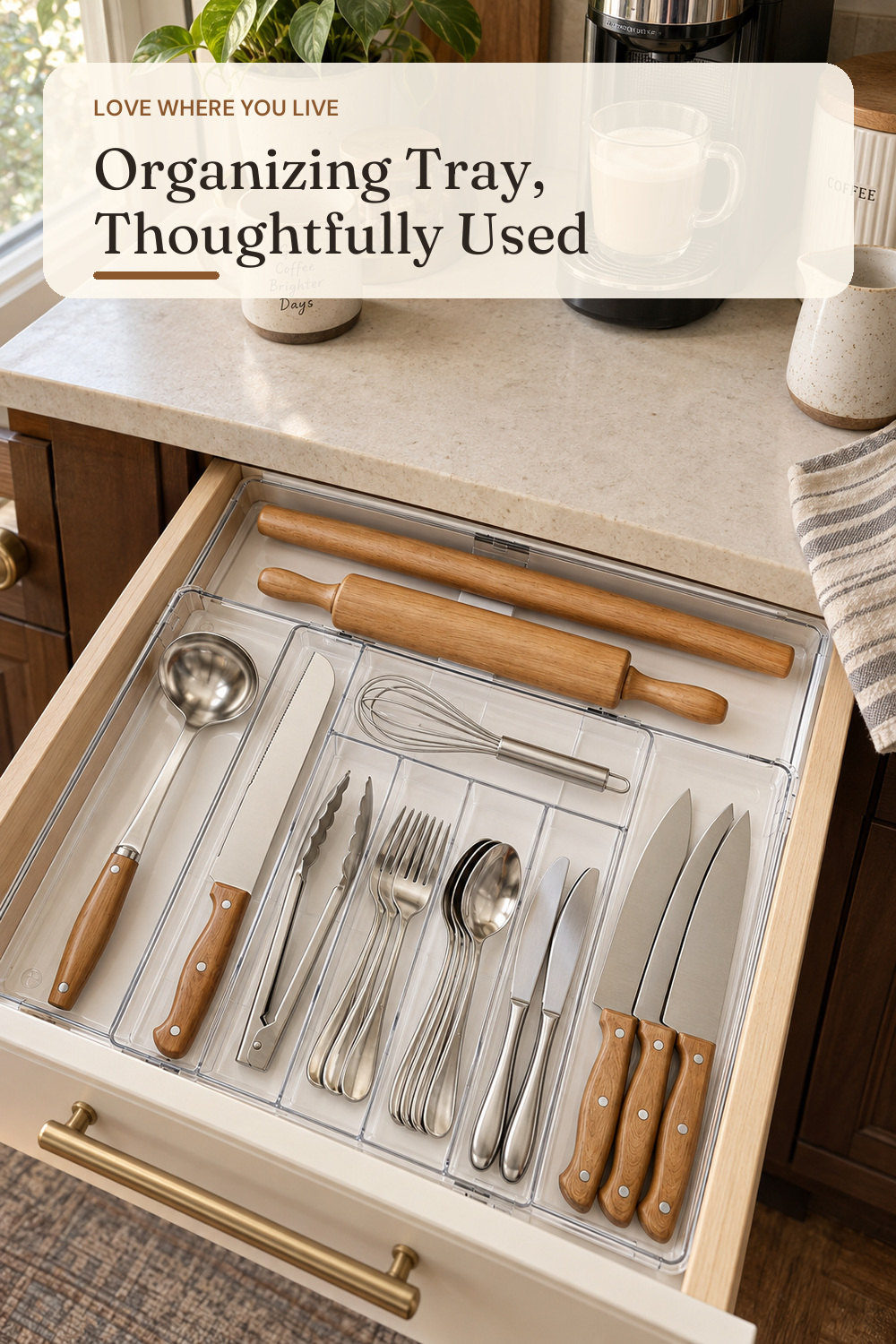 Vtopmart Expandable Silverware Organizer, Kitchen Drawer Tray, 6-9 Slots; styling inspiration