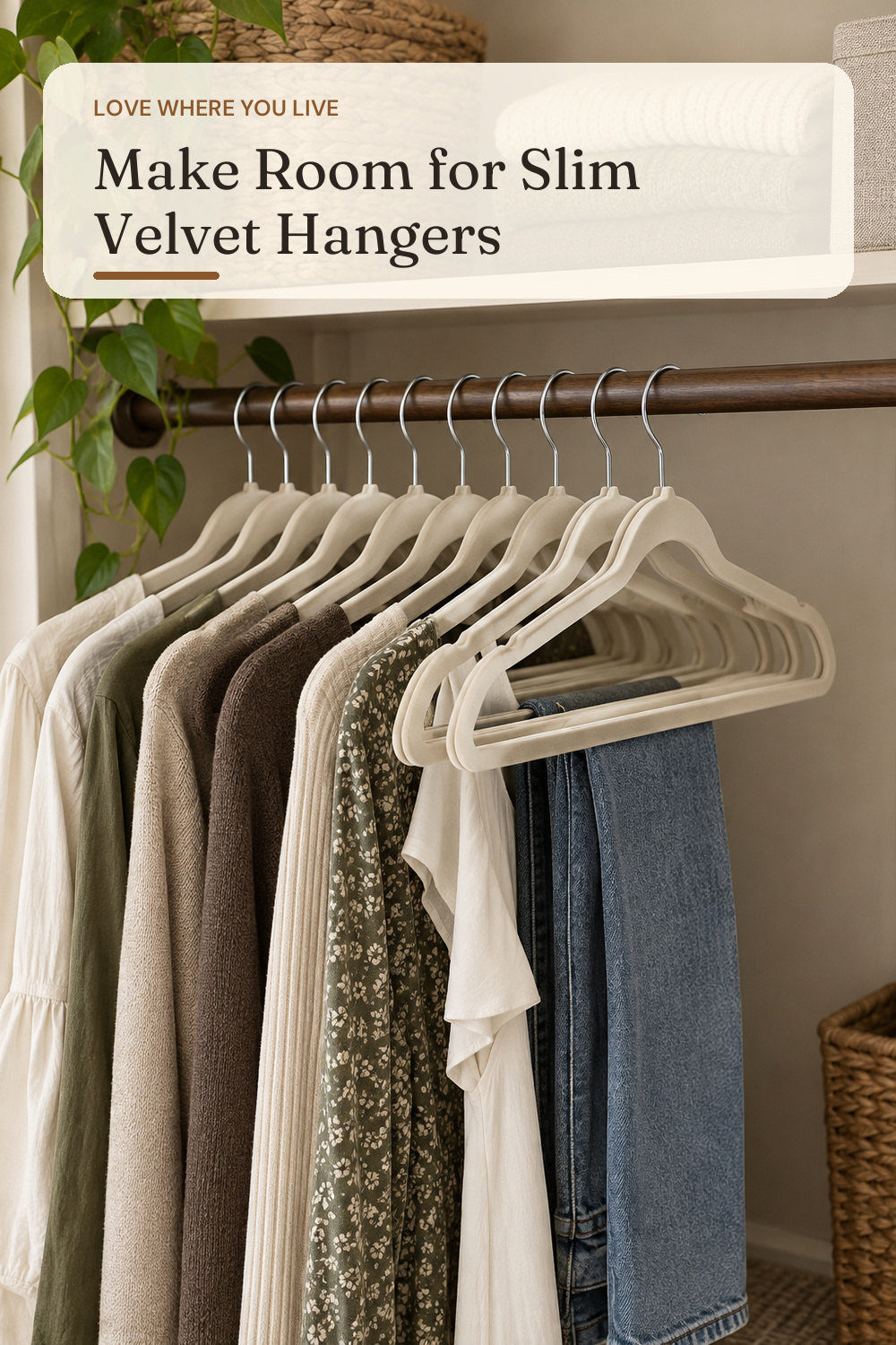 Simplify 10 Super Slim Velvet Huggable Hangers in Ivory; styling inspiration