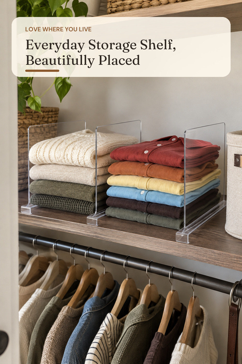 Acrylic Shelf Dividers for Closet Organization 6PCS Closet Shelf Divider Closet Dividers for Shelves Shelf Organizer for Closet Shelf Organizer For Wood Closet Separator Clear; styling inspiration