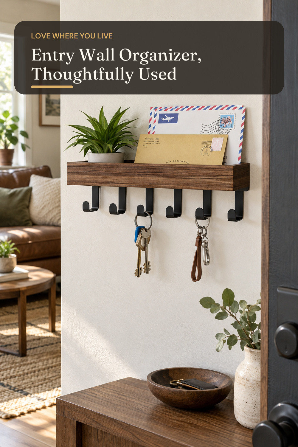 Key Holder Wall Mount Magnetic Adhesive, Key Hooks Rack with Shelf; styling inspiration