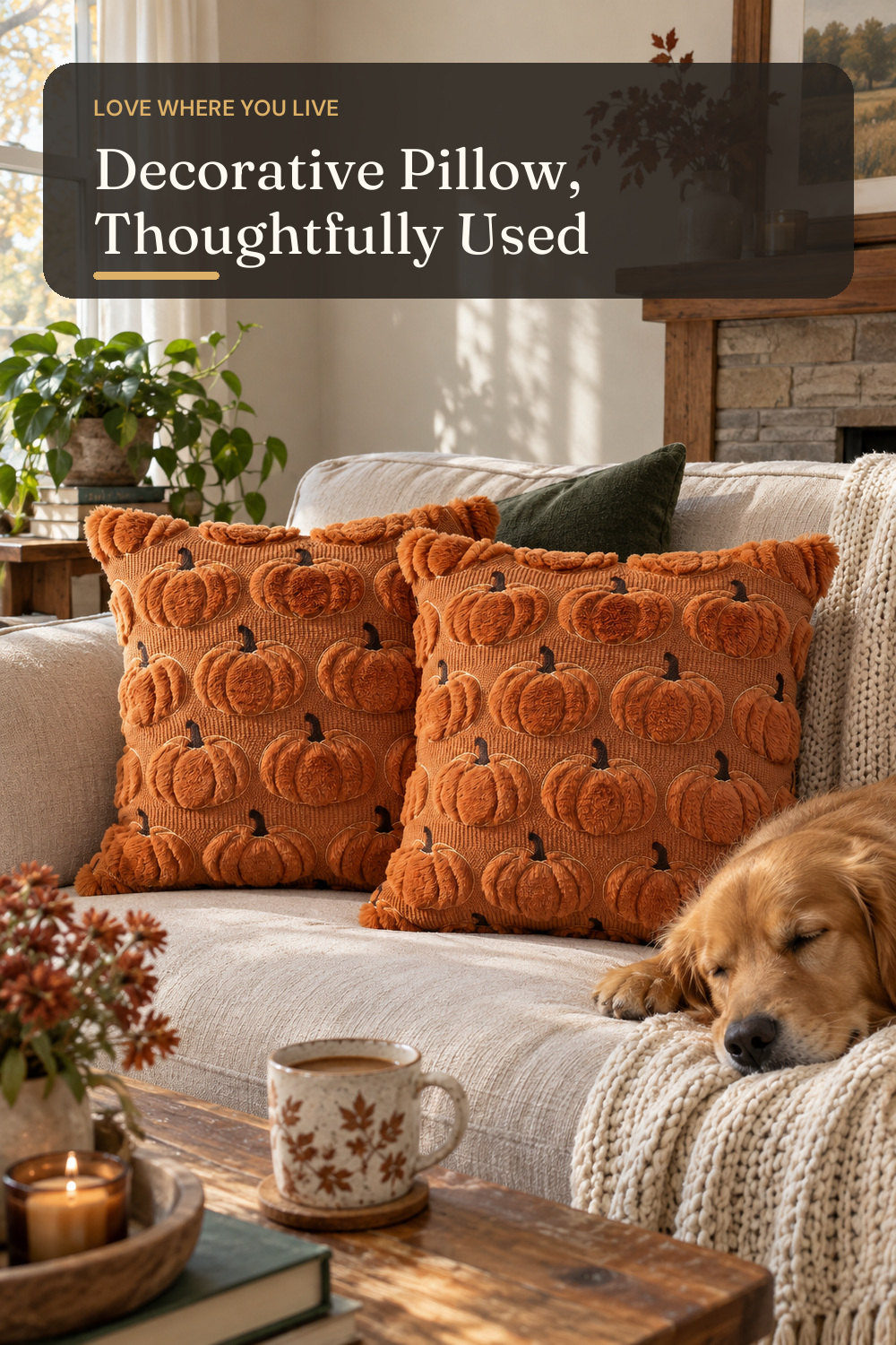 AVOIN colorlife Caramel Fall Pumpkin Throw Pillow Covers 18x18 Inch; styling inspiration