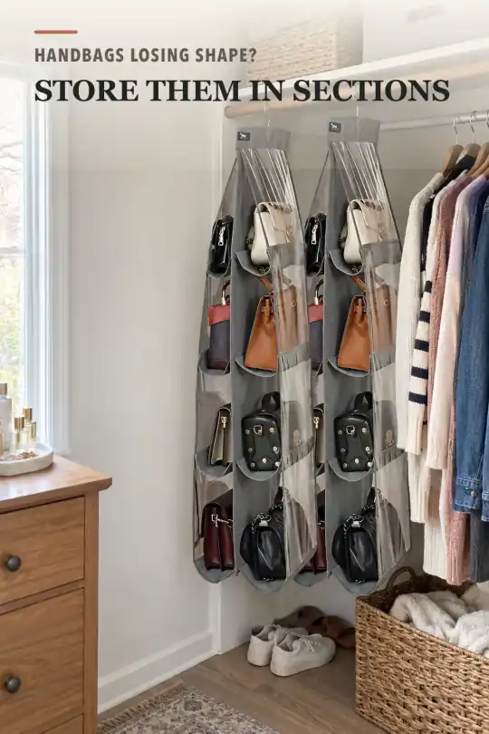 Closet Purse Organizer for Handbag and Closet Storage Ideas