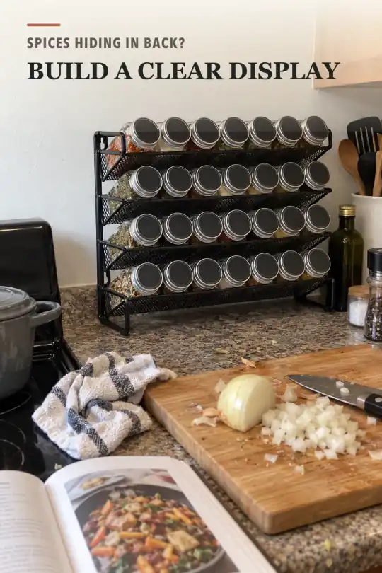 Spice Rack Organizer with Jars for Kitchen Cabinet and Pantry Storage