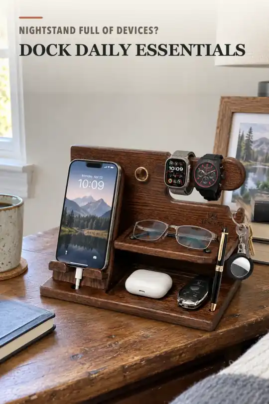 Charging Station Organizer for Nightstand and Desk Storage Ideas