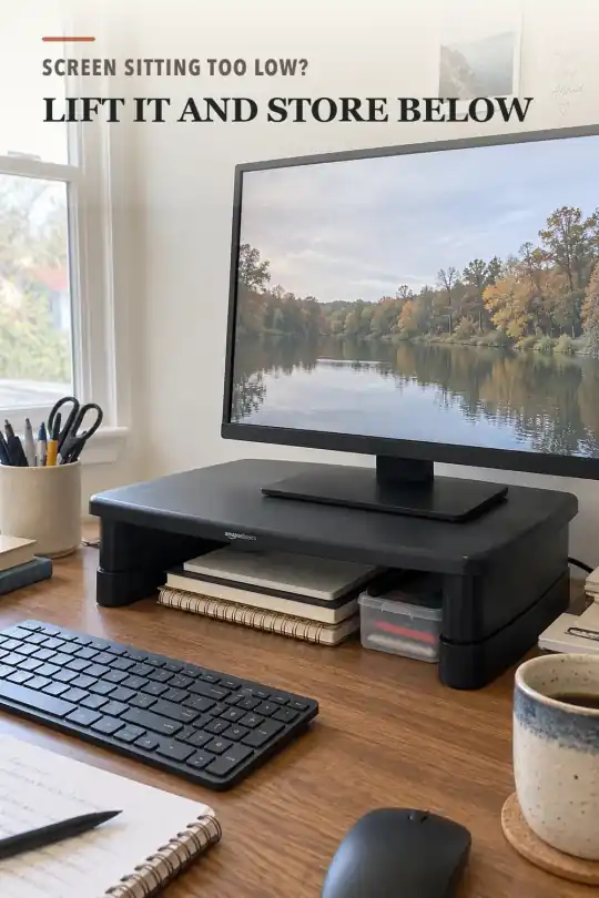 Monitor Riser for Desk Setup and Home Office Storage Ideas