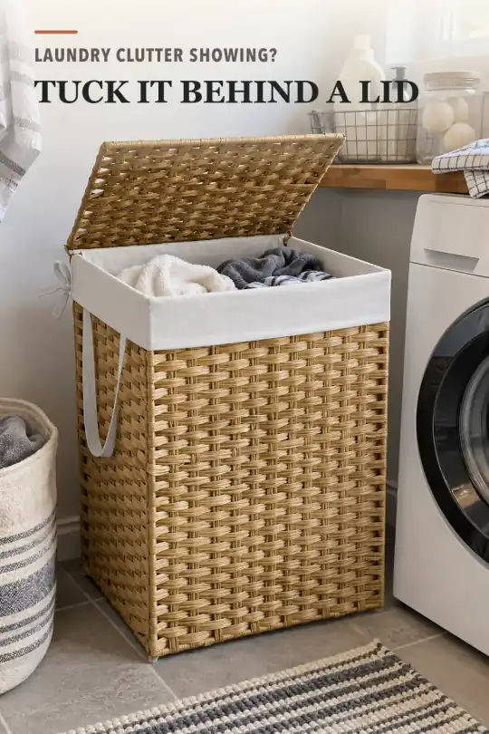 Laundry Hamper with Lid for Bedroom and Laundry Room Storage