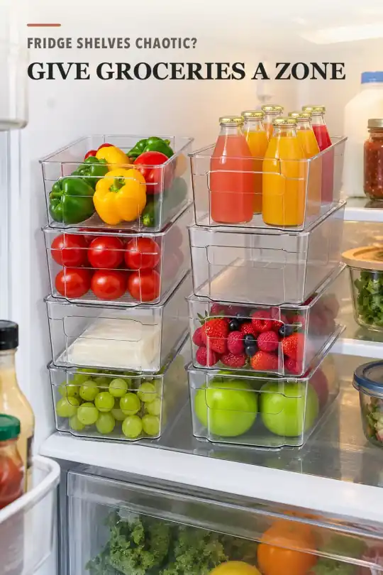 Refrigerator Organizer Bins for Fridge Organization and Food Storage