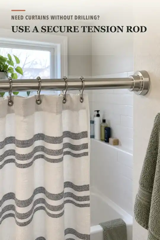 Shower Curtain Tension Rod for Bathroom Storage Without Drilling