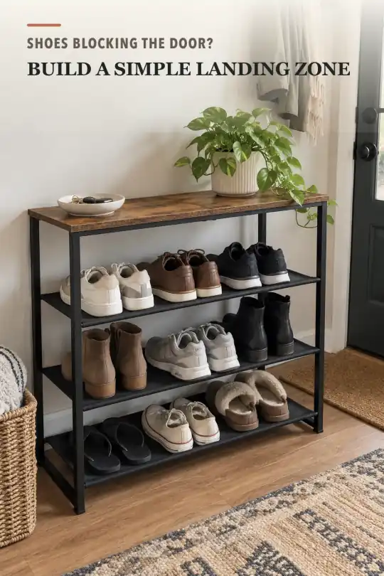 Entryway Shoe Rack for Shoes and Hallway Organization Ideas