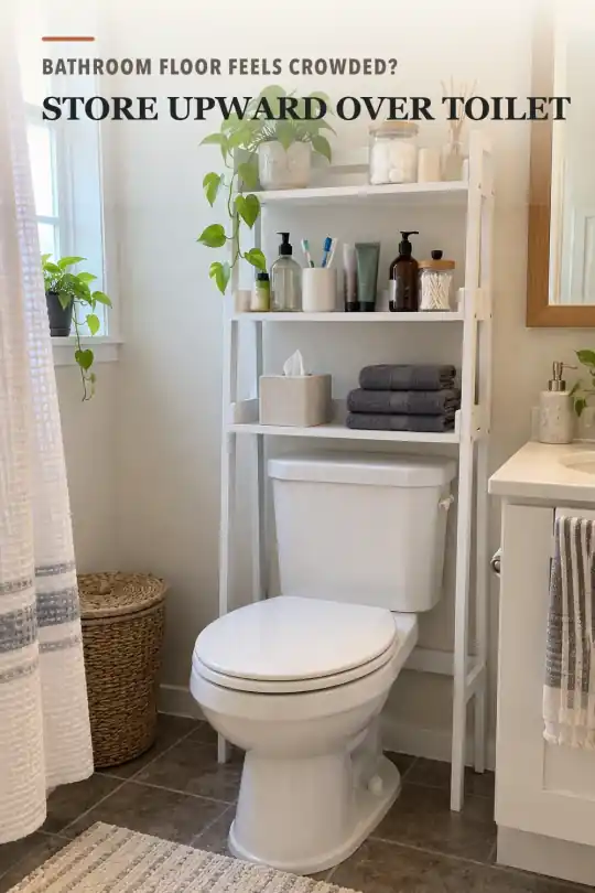 Over Toilet Ladder Shelf for Small Bathroom Storage Ideas
