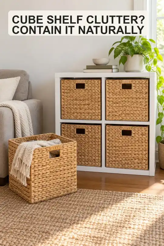 Water Hyacinth Storage Baskets for a Calm, Collected Cube Shelf