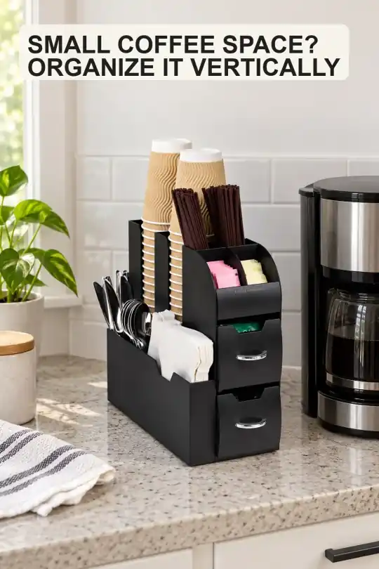 Small Coffee Station Organizer for Narrow Kitchen Counters