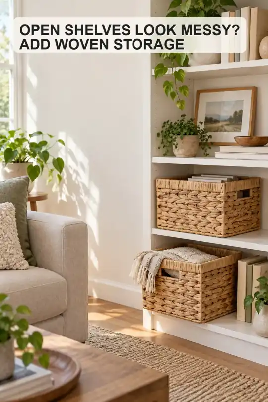 Wicker Storage Baskets for Shelves With Warm, Natural Texture