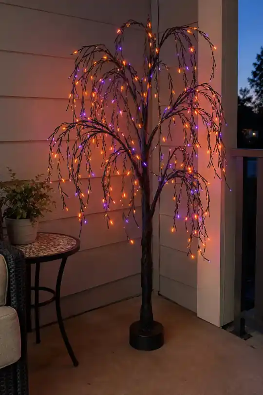 Light-Up LED Willow Tree, Orange and Purple, 48 in, Halloween by Way To Celebrate; styling illustration