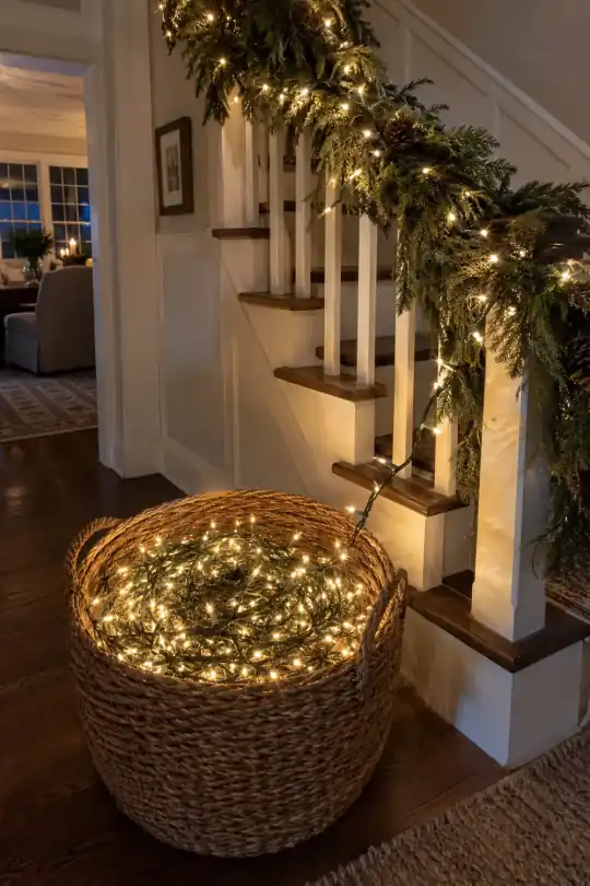 Holiday Time Warm White LED Mini Lights, Green Wire, 500 Count, 114 ft; styling illustration