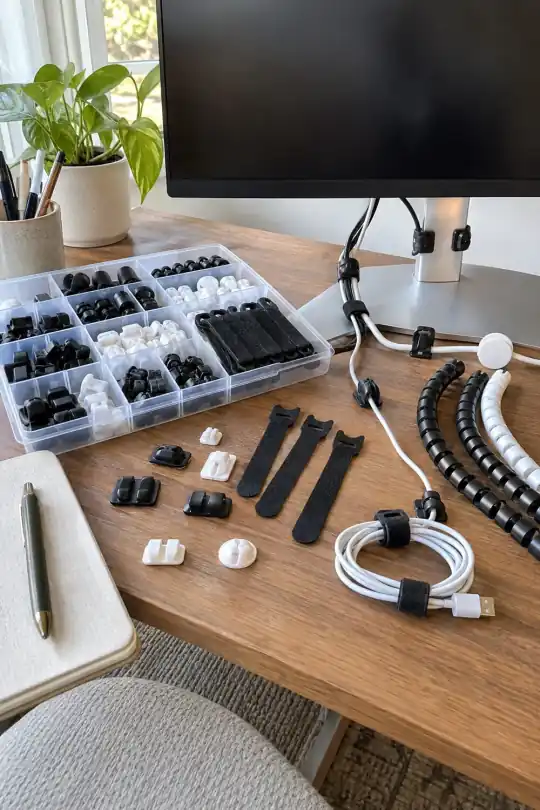 onn. Cable Management Kit, 100 Pieces; styling illustration