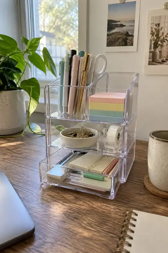 Pen+Gear Clear Storage Organizer with 1 Drawer; styling illustration