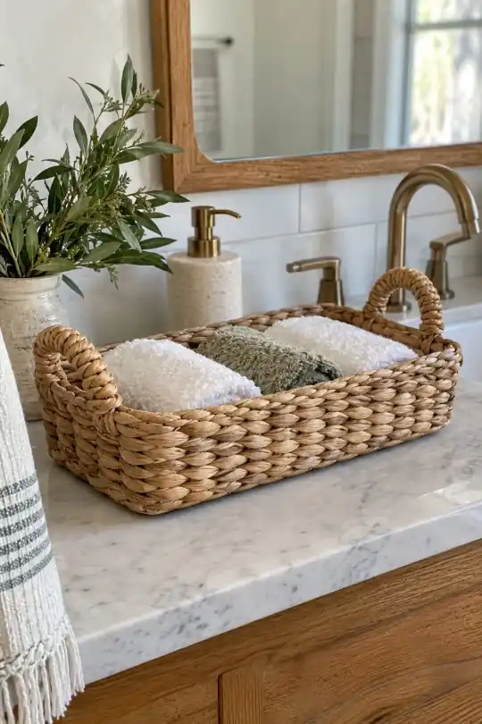 Water Hyacinth Loop Handle Basket for Natural-Texture Storage