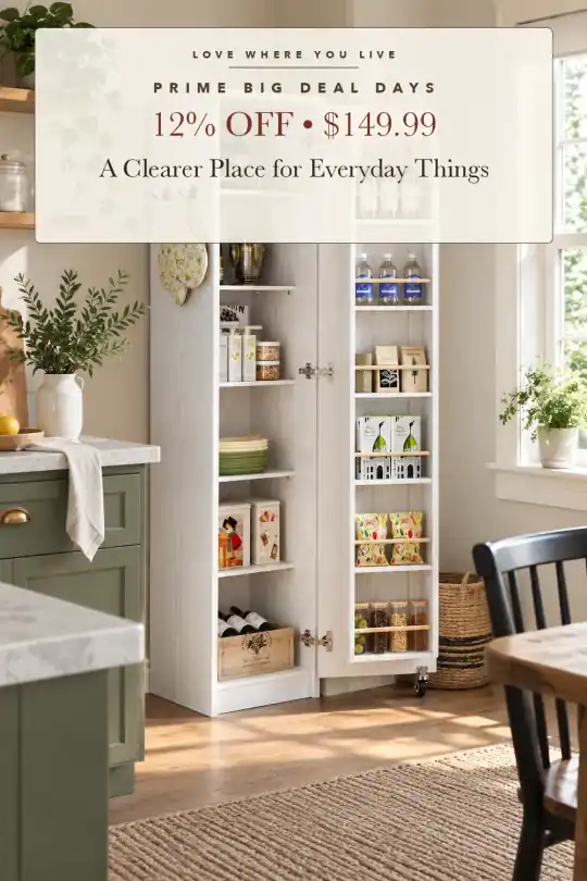 narrow pantry cabinet; styling illustration