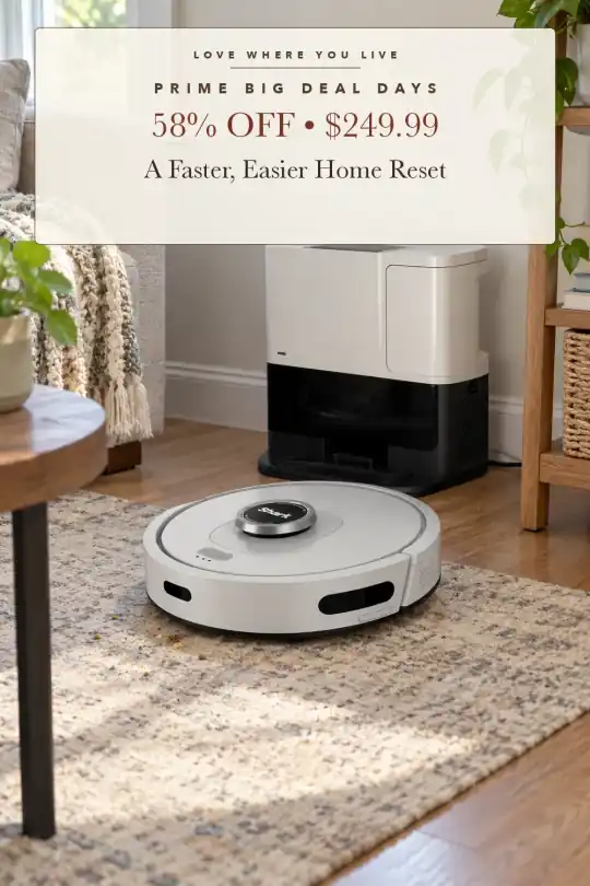 self-emptying robot vacuum; styling illustration